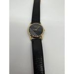 1980s Tali Beverly Hills Watch Rhinestone Accent Gold Tone Black Face Quartz Photo 8