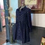 JUDE CONNALLY Briar Navy & Gold Polka Dot Babydoll Shirt Dress Sz XS 💚🎀 Blue Photo 2