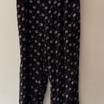 American Eagle  Black Paperbag Elastic Waist Floral Women's Pants Photo 0