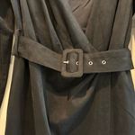 ZARA Wrap Style Faux Suede Long Sleeve Mini Dress With Belt Black Size Large Photo 2