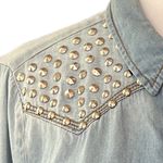 Mudd  Coastal cowgirl western glam studded pearl snap denim collared shirt LG Photo 6