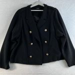 Torrid 5 5X Textured Ponte Crop Military Jacket Black Gold Button Ribbed Women's Photo 3