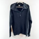 Aerie CozyUp Oversized Long Sleeve Waffle Henley Button Polo Sweater Black M Photo 2