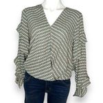 Max Studio New Boho Print Faux Wrap Chiffon Boho Peasant Blouse Long Sleeve Sz M Photo 0