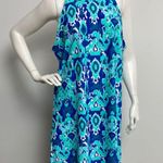 All For Color Women's Bahama Blue Seaview Court High Neck Shift Dress Sz L NWT Photo 1