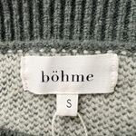 Bohme Checkerboard Sweater Women's Small Green Cream Knit Long Sleeve Crew Neck Photo 2