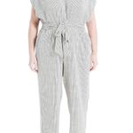 Max Studio  Womens Jumpsuit Sz 2X Black Cream Tie Front Waist‎ Short Sleeve NEW Photo 0