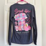Simply Southern NEW!  Scrub Life Nurse Long Sleeve Tee Blue Pink S Holiday Gift Photo 2