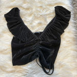 ZARA Black Crop Top with Ruffle Sleeves Photo 0