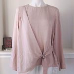 Paraphrase Blush Pink Top Overlay Tie Front Long Sleeve Blouse Size UK 14 NWT Photo 5