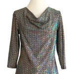 Coco Bianco  Top Sequins Black Cowl Neck Dressy Top Size Small NEW Photo 0