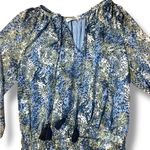 Ramy Brook Tiered Tassel Tie Neck Blouson Dress Brinley Blue Floral Size Med Photo 5