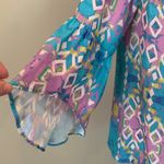 Alice & Trixie  Blue and Purple Off the Shoulder Silk Blouse Women’s Small Photo 2