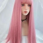 Cosplay 18 inch pink wig with bangs Size undefined Photo 0