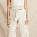 Marine layer  Caroline Pant in‎ Tan/White Stripe Wide Leg Flowy Hemp Size Small Photo 0