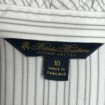 Brooks Brothers  Supima Cotton Ruffle Collar Striped Blouse Black White Size 10 Photo 7