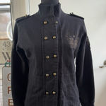 Harley Davidson Military Style Sweatshirt Jacket medium motorcycle layered‎ Black Photo 0