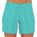 Spanx Women's Sunshine 6" Shorts Pull On Kelly Green Polka Dot UPF 50+ Size L Photo 0