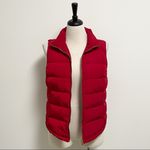 Talbots Red Puffer Sleeveless Zip Up Vest Small Duck Down Feathers Pockets Photo 2