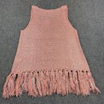 Pretty Angel Womens Crochet Linen Blend Pink Fringed Tank Top Tassels NWT Photo 8
