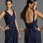 NWT White by Vera Wang Ruffled Surplice Bodice Maxi Dress Midnight Blue Navy 14 Photo 2