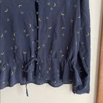 Rails  Beaux Ruffle Waist Silk Blouse In Navy Crescent Moon Photo 3