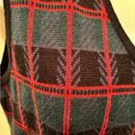 VTG Button Up Plaid Sweater Vest Sz M Gold Buttons Green Red Black Crystal Kobe Multiple Photo 5