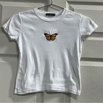 Brandy Melville  White Butterfly Crop Top Short Sleeve T-Shirt - One Size - VGUC Photo 0