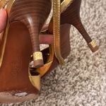 Tory Burch Elegant Gold Strappy Heels 7.5 Photo 5