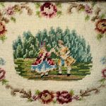 Handmade Vintage Needlepoint Mini Handbag Clutch Victorian Femme 9" Gold Frame Photo 10