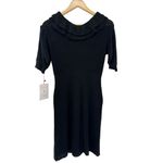NWT Rouje Paris Womens Javier Dress Short Sleeve Ruffle Neck Knit Black Size‎ 36 Size 6 Photo 6