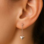 Antian Accessories™ 925 Sterling Silver Heart Threader Earrings Photo 0