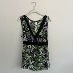 Y2K GREEN AND BLACK AGENDA FLORAL PRINT SHEER TIE BACK TANK TOP Size XL Photo 1