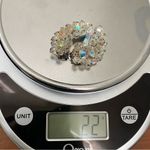 Vintage 50’s LAGUNA Faceted AB Crystal Aurora Borealis Crawler Clip On Earrings White Photo 11