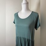 Kori  America‎ Blue Green Ruffled Tiered Mini Dress Size Medium Stretchy Boho Photo 1