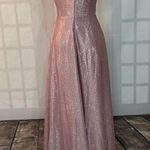 Windsor Skyla pink Glitter Corset Formal ball gown dress with slit size medium Photo 9