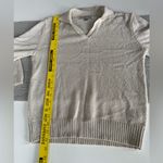 Vintage 90s Carolyn Taylor Essentials Ivory Cream Collared Sweater Size Medium White Photo 6