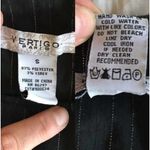 Vertigo Paris Black Dress Metallic Pinstripes 3/4 Sleeve Ruffle Round Neck Small Photo 4