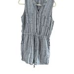 Blue and White Striped Romper Collared Neckline Size M Photo 7