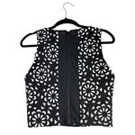 Alice + Olivia Black Floral Laser Cut Lyla Crop Top - Size 8 Photo 3
