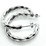 TAXCO Sterling Silver Twisted Rope Post Back Round Hoops 925 Earrings Photo 0