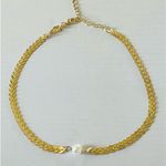 Anthropologie 18K Chevron Delicate Pearl Chocker Photo 1