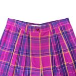 Vintage 90s Casual Corner High Waisted Pink Purple Plaid Linen Shorts Sz 12 USA Photo 2
