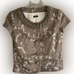 J.Crew Cap Sleeve Taupe Pattern Blazer Silk Collar, 3 Covered Buttons, Size 0 Photo 0
