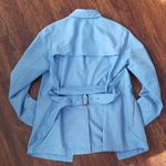Burberry Women's Blue Belted Trench Coat Size 6R Photo 8