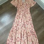 Knox Rose  Pink Boho Short Sleeve V-neck Rayon Maxi Dress ~ Women’s Size M Photo 2