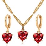 18K Gold Plated Heart Jewelry Set Heart Pendant Necklace Crystal Heart Dangle Drop Earrings(2pcs/set) Photo 0