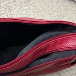 Pebbled Cherry Red Leather Crossbody Bag with Pockets & Adjustable Strap Photo 10