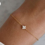 Anthropologie 925 stamped dainty clover bracelet Photo 0