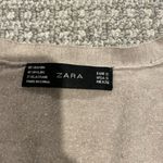 ZARA Shirt Womens Size Small Sweater Vneck Ribbed Tan Soft Minimalist Photo 1